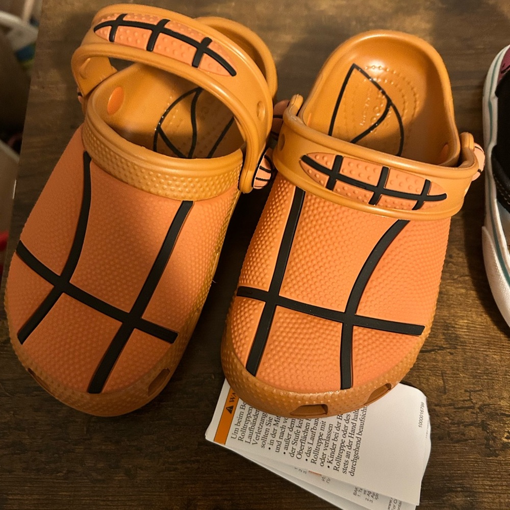 CROCS Kids Basketball Slippers - Orange and Black